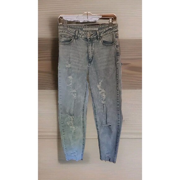 Tinseltown Women’s Juniors 7 Skinny Jeans Blue Distressed Medium Wash - Picture 1 of 5